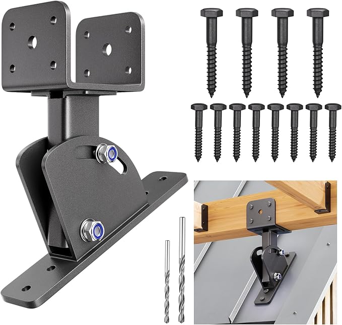 Roof Riser Brackets, Stainless Steel 4x4 (Actual Size:3.5"×3.5") Adjustable Angles Saddle Roof Riser Brackets for Patio Cover for Patio Cover Roof Gazebo, 1Pack