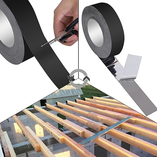 DPEI Joist Tape for Decking - Butyl Flashing Tape, 1-5/8' x 50' - Black, Weatherproof, Self-Adhesive, 6 Rolls