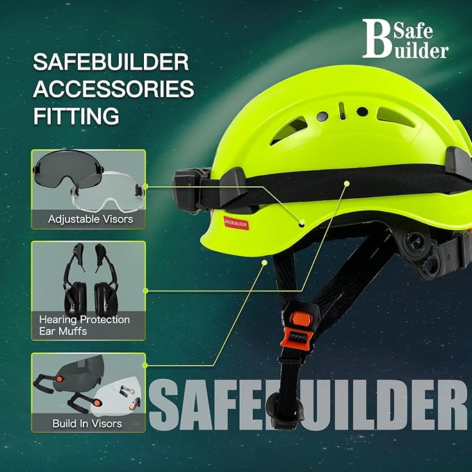 Construction Safety Helmet with Headlight Hard Hat Headlamp Adjustable Ventilation Hardhats Work Head Protection Certified ANSI/ISEA Z89.1