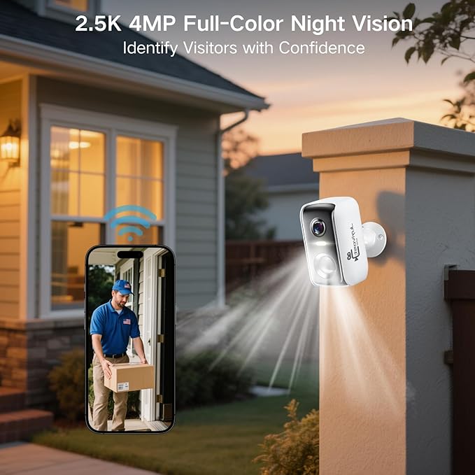 Security Cameras Wireless Outdoor, WIFI Cameras for Home Security with AI Motion Detection Spotlight Siren, Solar Panel Battery Powered, 2K Color Night Vision, 2-Way Talk, Waterproof, Cloud/SD Storage