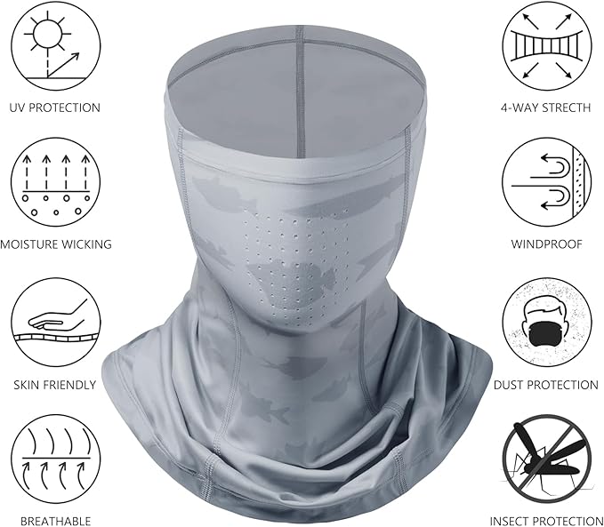 BASSDASH Neck Gaiter Mask UPF 50 Sun Protection for Men & Women, Fishing, Hiking, Outdoor