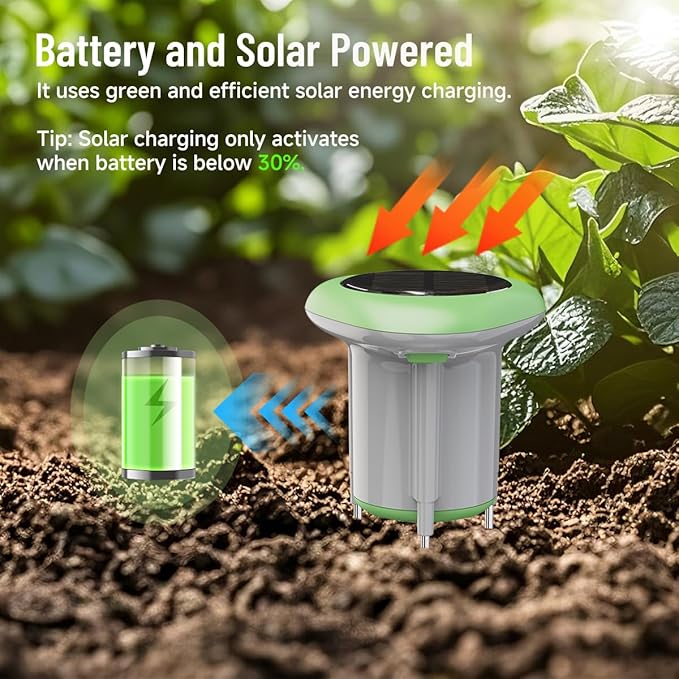 Smart 3-in-1 Soil Moisture/Temperature/Fertility Meter for Outdoor Plant, Soil Test Kit for Garden/Farming/Lawn, GreenVation Digital Soil Sensor with Tuya/Smart Life APP Push Notification