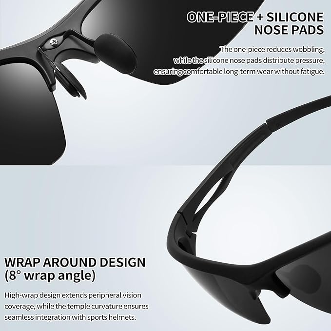 Joopin Sports Sunglasses Polarized UV400 Protection Wrap Around Sun Glasses Shades for Men Women