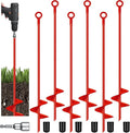 Chumia 6 Pcs 18 Inch Ground Anchor Spiral Blade Heavy Duty Earth Anchors Swing Set Metal Shed Kit for Garden Securing Trees Tents Trampoline Canopies Shelters (Red)