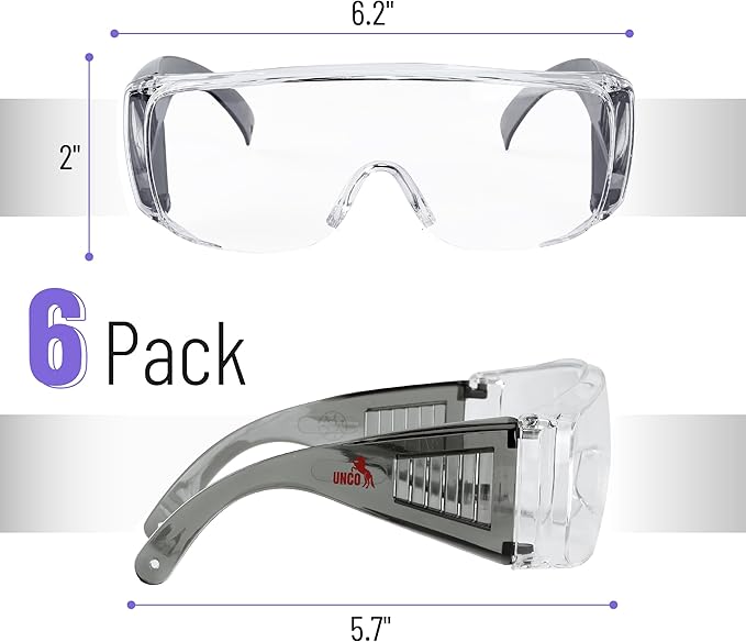 UNCO- Safety Goggles Over Glasses, Protective Goggles, Anti Fog, Work, Safety Glasses Over