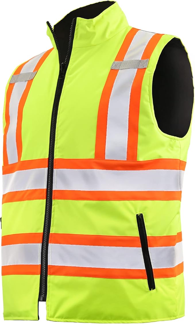 JORESTECH Safety Vest with Two-Tone Reflective X Strips On The Back, Reversible, Wind Resistant,Waterproof, and Insulated