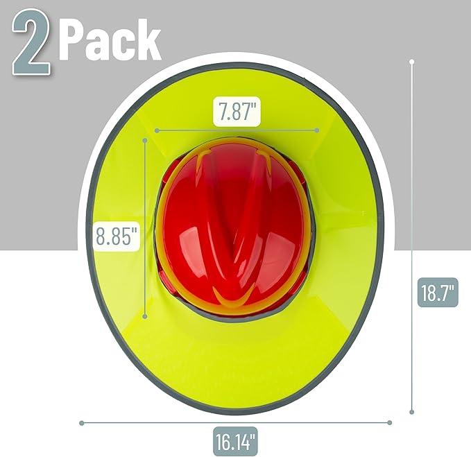 UNCO- Hard Hat Sun Shield, 2 Pack, Yellow and Gray, Full & Standard Brim Mesh Sunshade High Visibility Reflective, Hard Hat Accessories