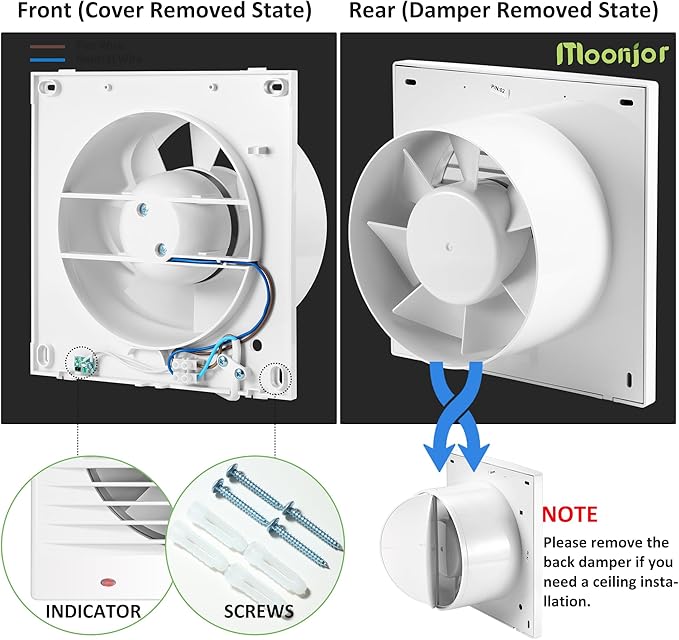 4" Exhaust Fan, 55CFM 12W Small Window Wall Mount Vent Extractor Fan for Kitchen Bathroom Workshop Garage (US Cord)