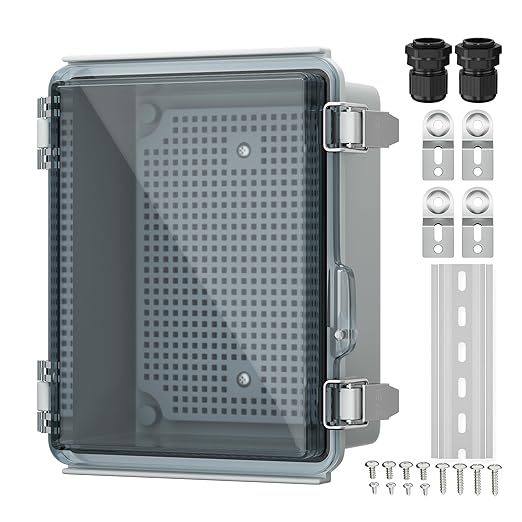 Joinfworld Outdoor WiFi Enclosure Weatherproof Locking Outdoor WiFi Box Plastic Waterproof Switch Router Enclosure Box 8.7x6.7x4.3