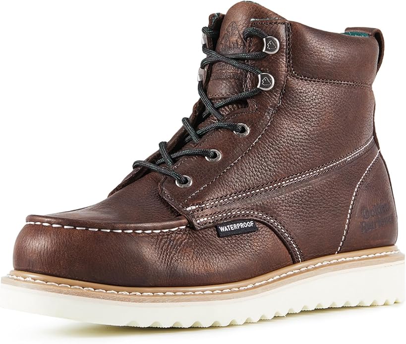 Golden Retriever Work Boots for men Waterproof Comfortable 6" Full Grain Tumbled Leather Welt Slip and Oil-Resistant STEEL/SOFT Toe Construction Boots G6192D_G6158ST_G6282D_G6258ST