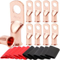 10pcs 4 Awg - 5/16" (M8) TKDMR Wire Lugs Ring Terminal Connectors Ends, UL Listed Heavy Duty for Battery Cable Lug Wire Electrical Eyelets with 3:1 Dual Wall Adhesive Heat Shrink