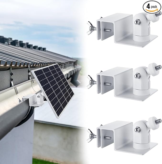4 Pack Gutter Mount Compatible for Ring Solar Panel, Universal Solar Panel Ring Gutter Mount for Arlo, Arlo pro, Arlo pro2, Reolink Cams and Other Solar Panel