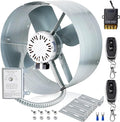 Hiorucet Upgraded 15 Inch Exhaust Fan for Gable Vent with Switch, 1650CFM 2500 SQF High-Speed Attic Fan with Adjustable Thermostat, 14 Inch Fan Blade and Permanently Lubricated Motor, 1075RPM.