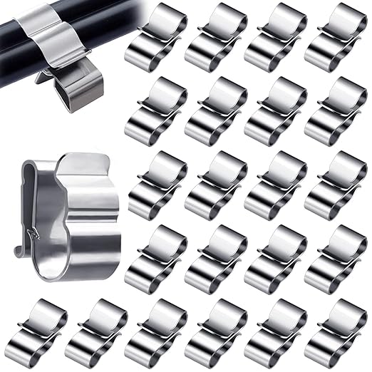 Trailer Frame Wire Clip Stainless Steel Metal Cable Clips Solar Panel Clip Double Wire Clips Clamps for Boat Cargo Camper 30Pcs