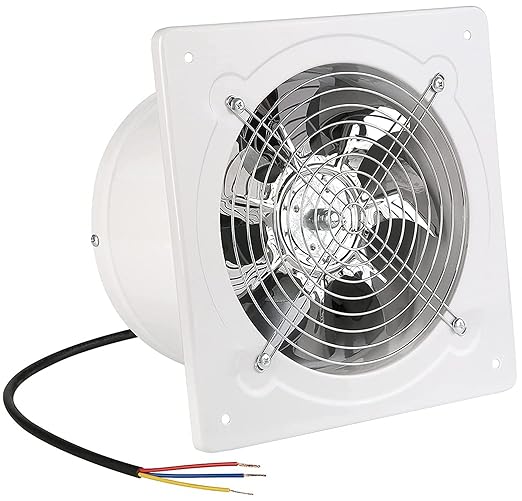 6 inch Exhaust Fan Wall Mounted Garage Ventilation Fan,290CFM Metal Attic Exhaust Fan Basement Extractor Fans with Backdraft Damper for Home Office Commercial Use(42W 110V 、White)