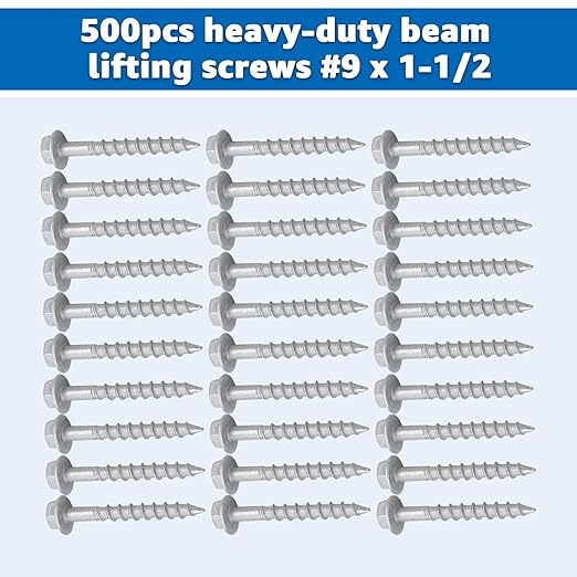SD Connector Screws #9 x 1-1/2" 1/4" Hex Head Strong-Drive Joist Hanger Screws 0.370" Dia Deck Screw SD9112R500 Replacement for 10D Nails with Includes Tool sockets 500-Qty