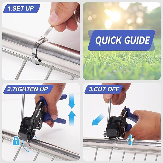 Professional Metal Zip Ties Gun Tool Kit with 200 PCS 12 Inch Stainless Steel Cable Ties & Organizer Holder for Electricians, HVAC, Chainlink Fence Ties, Industrial Use