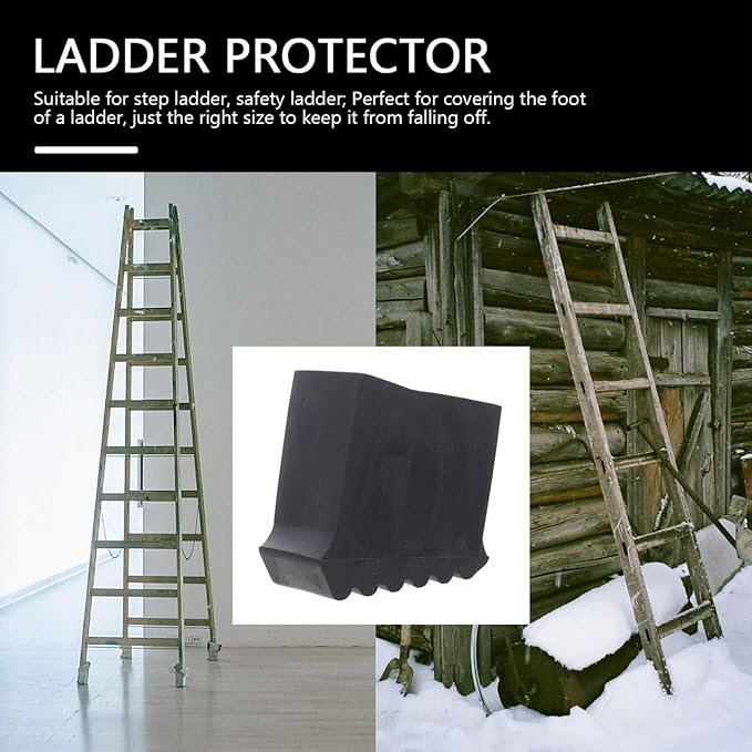 DOITOOL Werner Ladder Accessories 2Pcs Step Ladder Foot Covers Non Slip Ladder Feet Mat Folding Ladder Feet Rubber Pads Covers Ladder Foot Pads Ladder Leg Caps - Inner Size: 2.36 x 1.18 inch (Black)