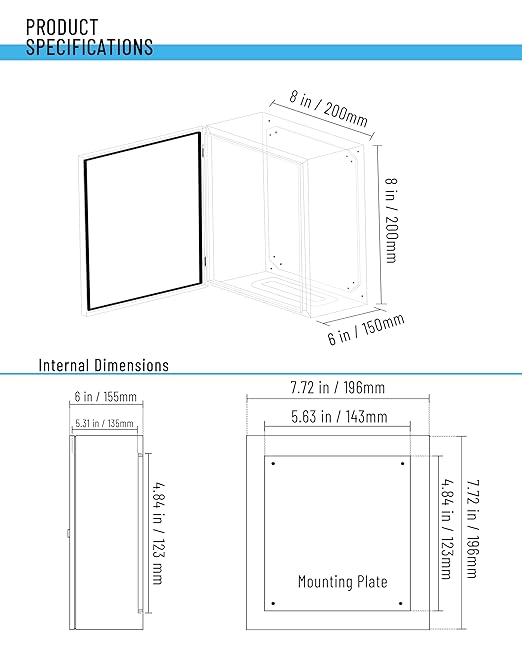 Waterproof Electrical Enclosure 8 x 8 x 6'', Outdoor Electrical Box Weatherproof, Electrical Junction Box with Reinforced Lock