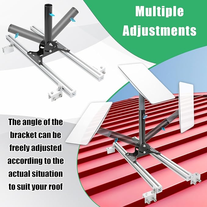 Adjustable Starlink Mount for Standing Seam Metal Roof with Starlink Pipe Adapter, Starlink Mounting Kit, Starlink Roof Mount for Starlink Gen 2, Starlink Pole Mount