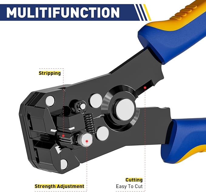 haisstronica Self-Adjusting Wire Stripper,2 in 1 Stripper/Cutter 6 inch Heavy Duty Automatic Wire for 10-24 AWG Stranded,Solid,Landscape Etc