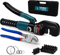 Hydraulic Crimping Tool and Cable Cutter, 12 AWG to 00 (2/0), 10 Tons Electrical Terminal Cable Wire Tool Kit with 9 Die Sets