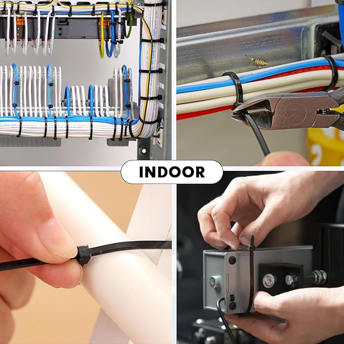 Zip Ties, KAMOTA 1500pcs 8 Inch Heavy Duty Self-Locking Nylon Zip Ties, Black Cable Ties with 50lb Tensile Strength, UV Resistant Cable Tie for Indoor and Outdoor Use
