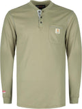 BOCOMAL FR Shirts for Men 5.5oz Lightweight Long Sleeve Work Henley Fire Resistant Shirt CAT2