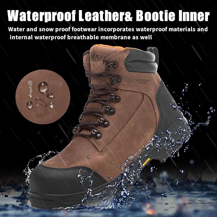 MWORK 6" Safety Work Boots For Men Waterproof ASTM F2413-18 Composite Toe Puncture Proof EH Rated Non Slip YKK Zipper Side Industrial & Construction Chairman MW2302