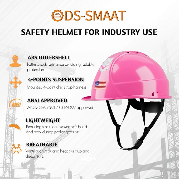 Reflective Safety Hard Hat with Visor,Vented Protection Construction Hard Hat,ANSI Z89.1& OSHA Approved Safety Helmet