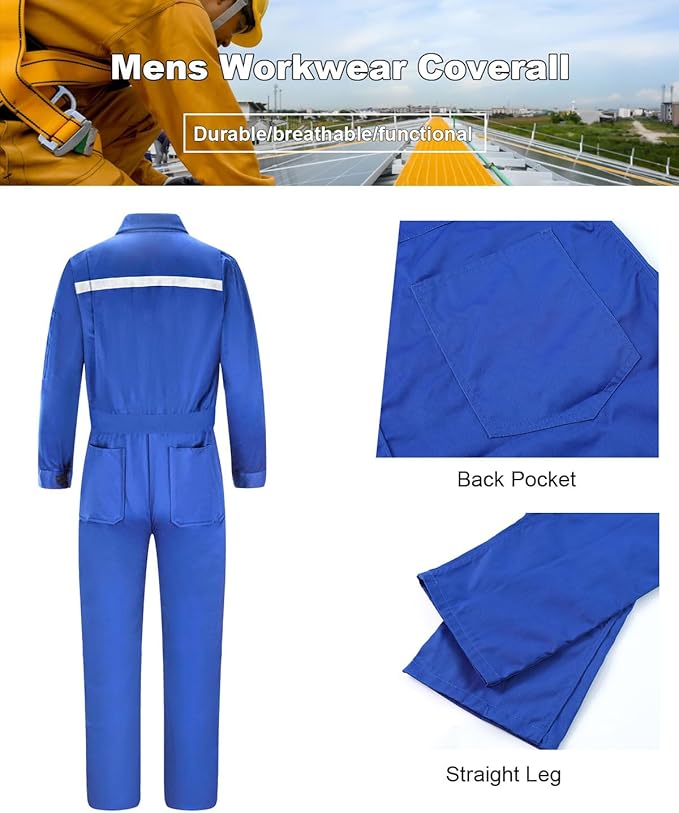 Mens Workwear Coveralls Work Mechanic Jumpsuits Long Sleeve Coverall Work Wear Multi Pockets