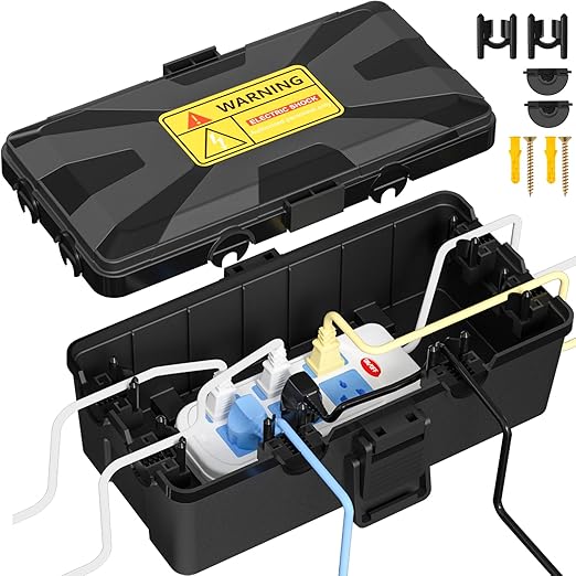 Medium Outdoor Electrical Box Waterproof 10.3 x 5.9 x 3.7 in, IP54 Waterproof Extension Cord Cover Outlet Box, Weatherproof Connection Box for Electronics Outside, Power Strip, Light, Plug