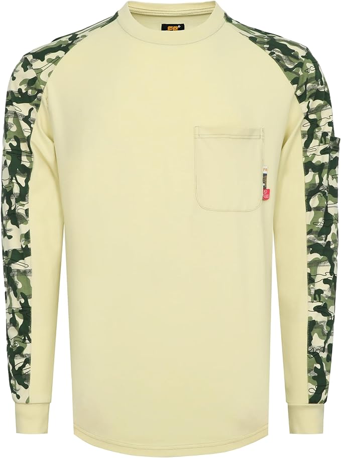 KONRECO FR Shirts for Men Crewneck 6oz Jersey Lightweight Flame Resistant Work T Shirt NFPA2112 CAT2