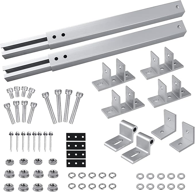 1 Set Adjustable Solar Panel Tilt Mount Brackets, Solar Panel Mounting Bracket Stand Support 50W 70W 100W 150W 200W 300W 400W Panels for Roof/Boat/Flat Surface/Camping