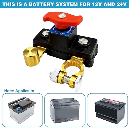 2PCS Car Battery Power Cut-Off Switch Breaker, Stable Transmission High Conductivity Pure Copper Disconnect Switch, Smart Car Battery Disconnect Switch for Boat Rv Car Truck Supplies