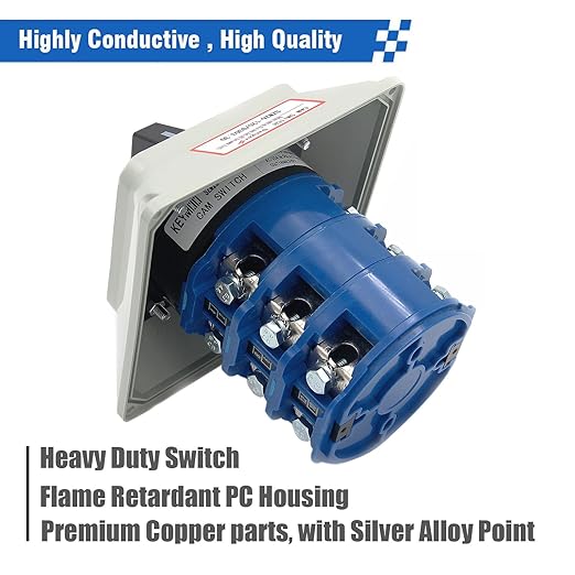 125A Rotary Changeover Switch with Master Switch Exterior Box, 2-Way 3NO 3NC 660V 3 Position 3 Phase 12 Terminals, Universal Selector Switch Enclosure Box IP65 125/D303.3D