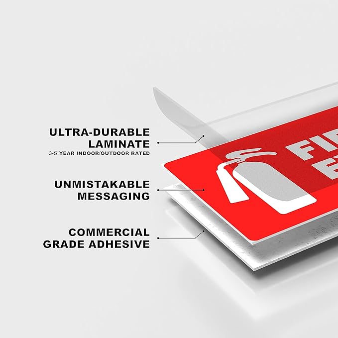 Fire Extinguisher Sticker for Business - Office, Commercial, Landlord (Short Term Rental) - High Visibility Fire Extinguisher Sign for Safety and Compliance. Size 6" x 2", 20 Labels