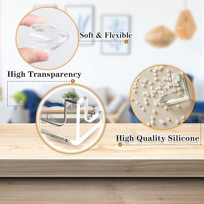 14 Pack Clear Corner Protectors, T-Shaped Table Edge Guards, Baby Safety Bumpers, Furniture & Sharp Corner Proofing Covers
