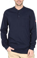 TICOMELA FR Shirts for Men Flame Resistant Shirt NFPA2112/CAT2 7oz Fire Retardant Men's Long Sleeve Henley Shirts