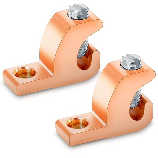 OHLECTRIC Lay in Lugs Grounding Connectors (2 Pack) Grounding Swimming Pool Lay in Connector - Pool Bonding Lugs, Ground Wire Lugs for 4-14 Wire Range - Quality Copper Wire Lugs for Conduits
