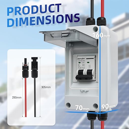 Solar Panel Disconnect Switch,16A 400V Miniature Circuit Breaker Box IP65 Waterproof AC/DC Disconnect Box for photovoltaic Solar Panel Grid-Connected Off-Grid System Home