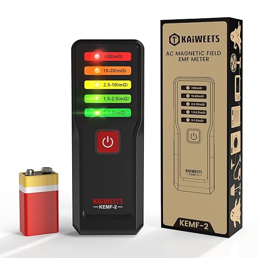 KAIWEETS Magnetic Field EMF Meter, Ghost Hunting Detector, Handheld Electromagnetic Paranormal Investigation Equipment with 5 Level LED Lights, EMF Reader for Home, Office, Outdoor Inspection