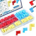 smseace 120Pcs Right Angle Spade Connector 22-18/16-14/12-10AWG Nylon Quick Disconnect Flag Terminal Red/Yellow/Blue 90 Degree Wire Terminal Connector