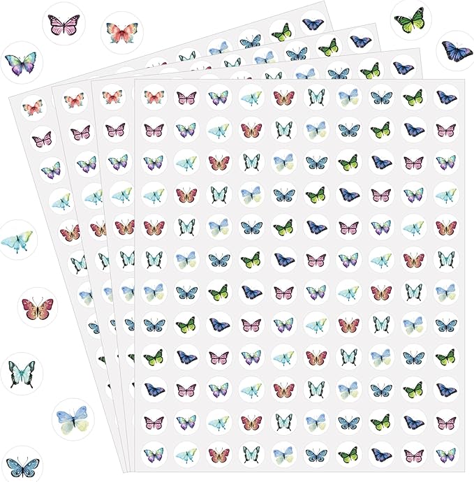 2400 Pcs Small Stickers for Kids,Mini Butterflies Stickers 10 Cute Designs Adhesive Sticker for Classroom Teacher Reward Spring Home Room Butterfly Theme Party Favor,0.5in（Butterfly）