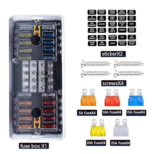 20 Way Blade Fuse Block 16 Circuit Fuse Holder Fuse DC SUB Panel with Ground and Cover for Car Boat Marine Trike Car Truck Vehicle SUV Yacht RV