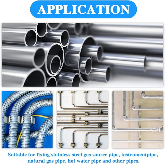 50Pcs M5 Wire Shelf Clips Stainless Steel Rigid Tube Strap Two Hole Strap U Bracket Tube Strap Clamp for 0.2 Inch OD Hose Heavy Duty Tube Strap Tension Clip