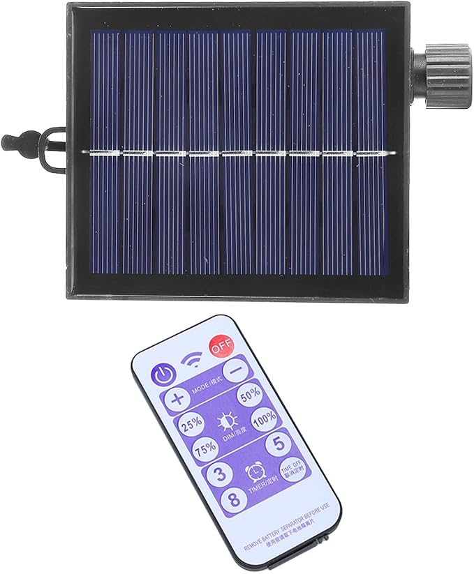 Diydeg Replacement Solar Panel, Automatic Waterproof Adjustable Solar String Light Control Box with Remote Control, Solar Lamp String Circuit Board (Output Flat Pressure 3V)