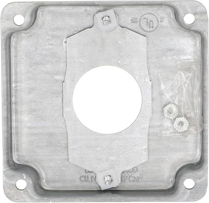 4 in. Square Cover, Universal Exposed Work, 1-Round Device, 3-in-1 Plates