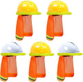 TCCFCCT Hard Hat Sun Shade, High Visibility Neck Shield with Secure-Fit Fastener, Mesh Neck Sun Shade Protector with Reflective Strip, Construction Helmets Use, Hard Hat Not Included, Orange, 5 Packs