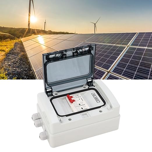 DC Solar Disconnect Switch, PV DC Miniature Circuit Breaker with IP65 Distribution Box for Solar Panels, 500V Photovoltaic Electrical Isolator Switch for Outdoor Use (32A)